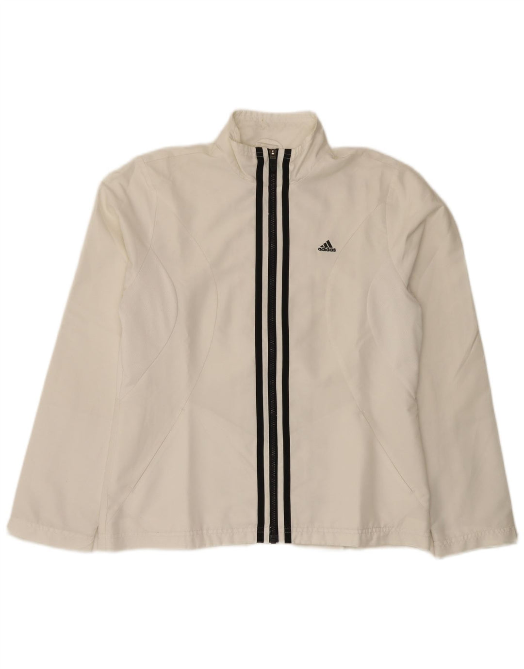 Adidas Womens Tracksuit Top Jacket UK 14 Medium White Polyester