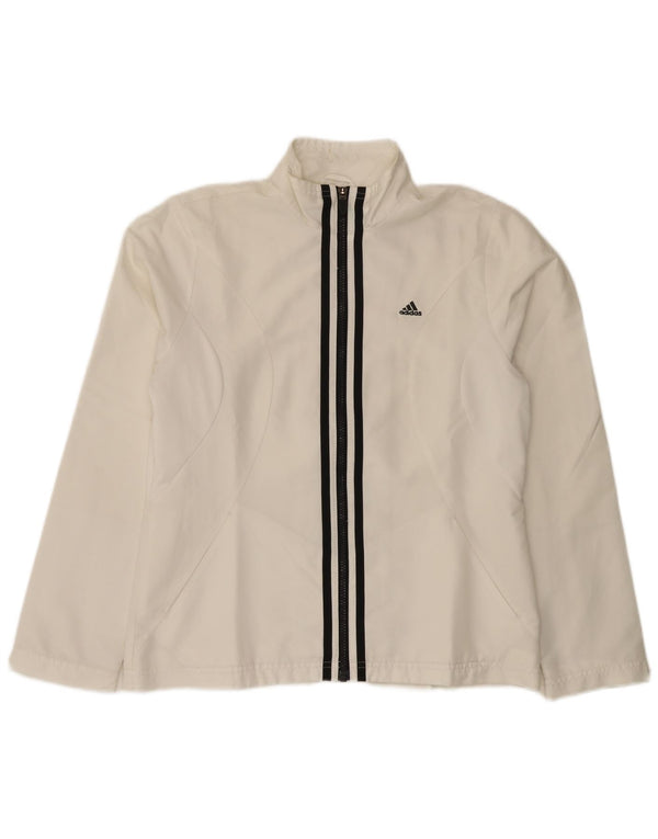 Adidas Womens Tracksuit Top Jacket UK 14 Medium White Polyester