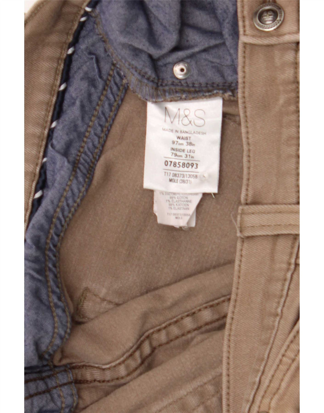 Marks & Spencer Mens Straight Jeans W38 L31 Brown Cotton