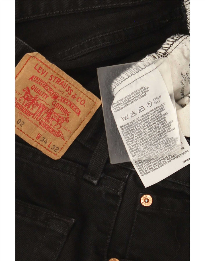 Levi's Mens 521 Tapered Jeans W34 L32 Black Cotton