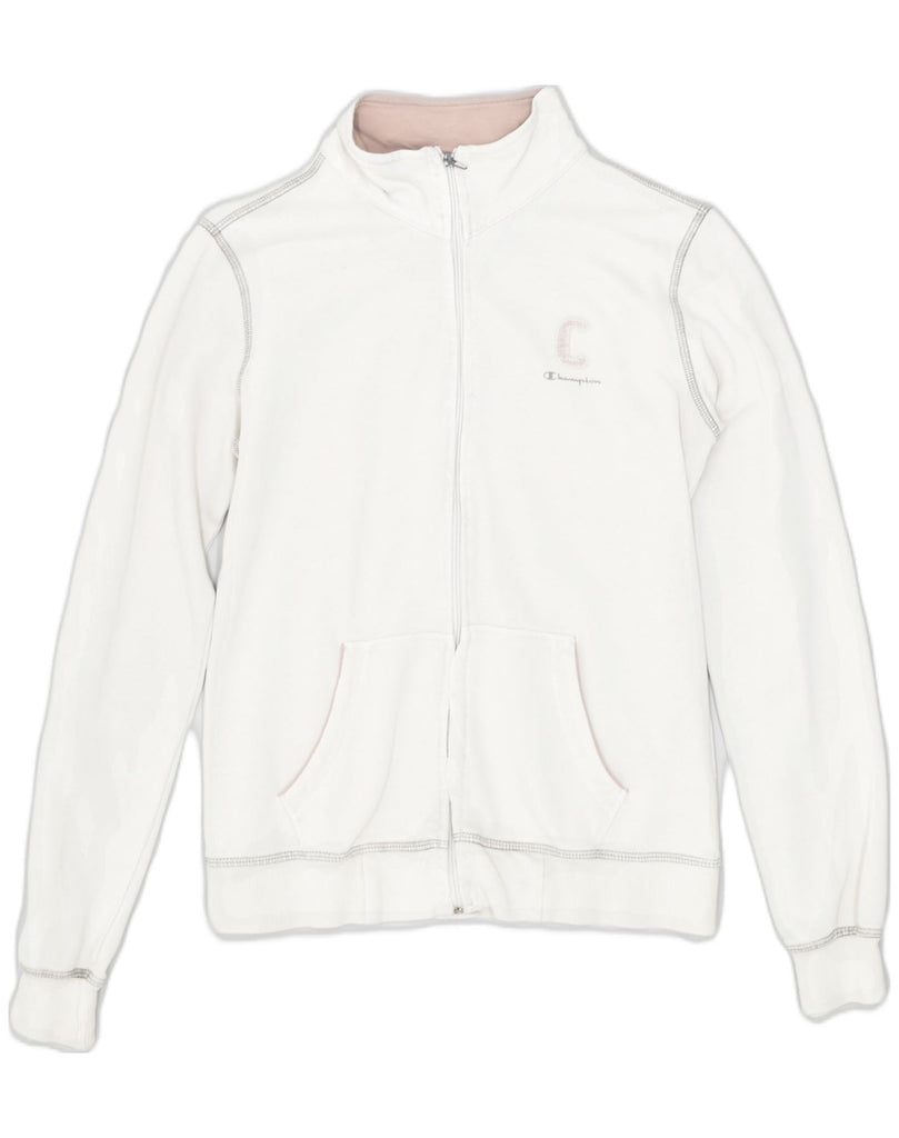 CHAMPION Womens Tracksuit Top Jacket UK 10 Small Off White Cotton | Vintage | Thrift | Second-Hand | Used Clothing | Messina Hembry 