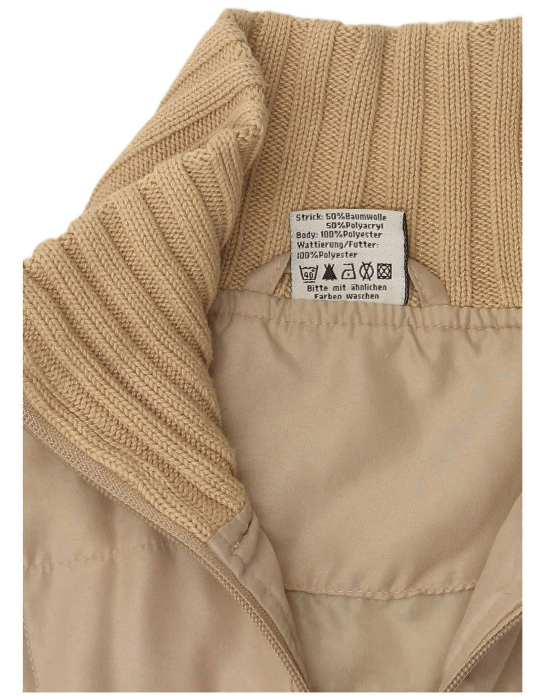 Vintage Womens Bomber Jacket EU 36 Small Beige Polyester