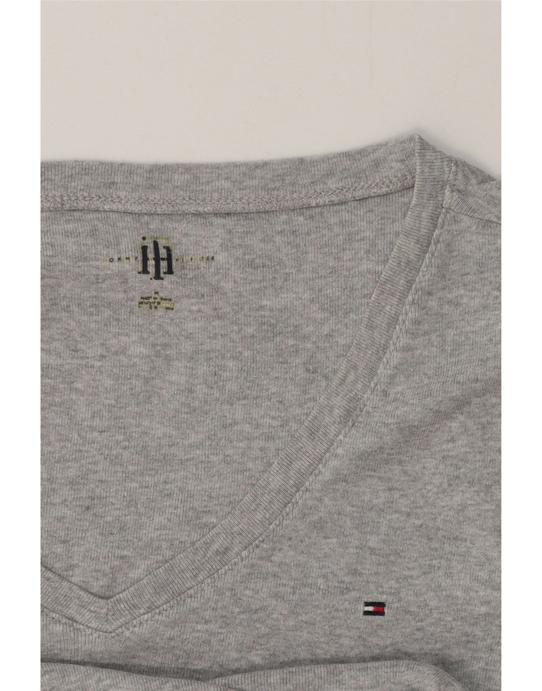 TOMMY HILFIGER Womens T-Shirt Top UK 12 Medium Grey