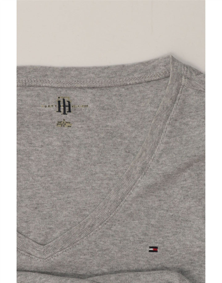 TOMMY HILFIGER Womens T-Shirt Top UK 12 Medium Grey
