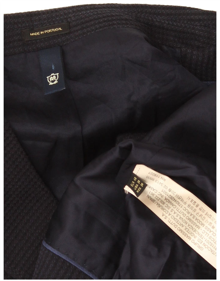 Massimo Dutti Mens 2 Button Blazer Jacket EU 48 Medium Navy Blue Acetate