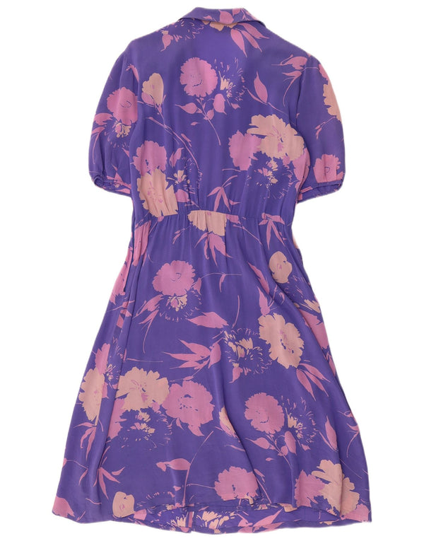 Albinea Womens A-Line Dress UK 16 Large Purple Floral Acetate