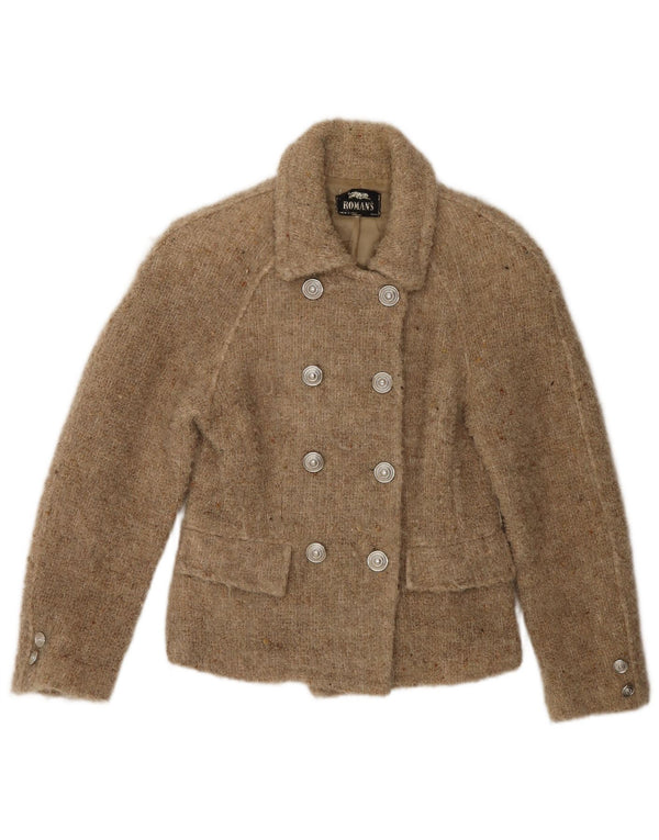 Roman's Womens Pea Coat UK 10 Small Beige Flecked Wool