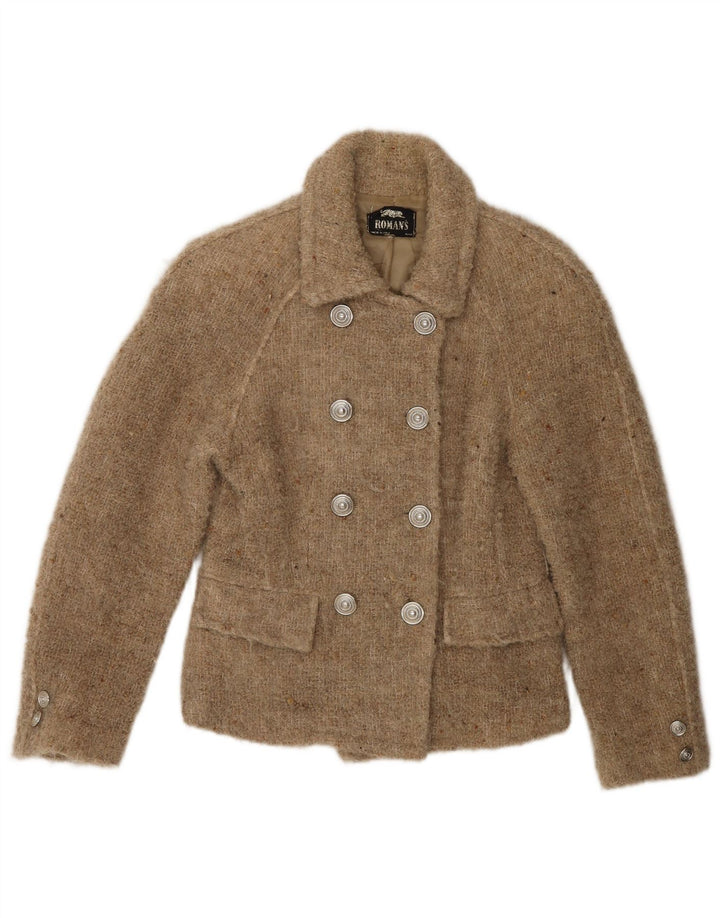 Roman's Womens Pea Coat UK 10 Small Beige Flecked Wool