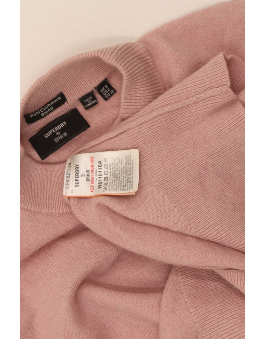 Superdry Womens Crop Oversized Turtle Neck Jumper Sweater UK 8 Small Pink
