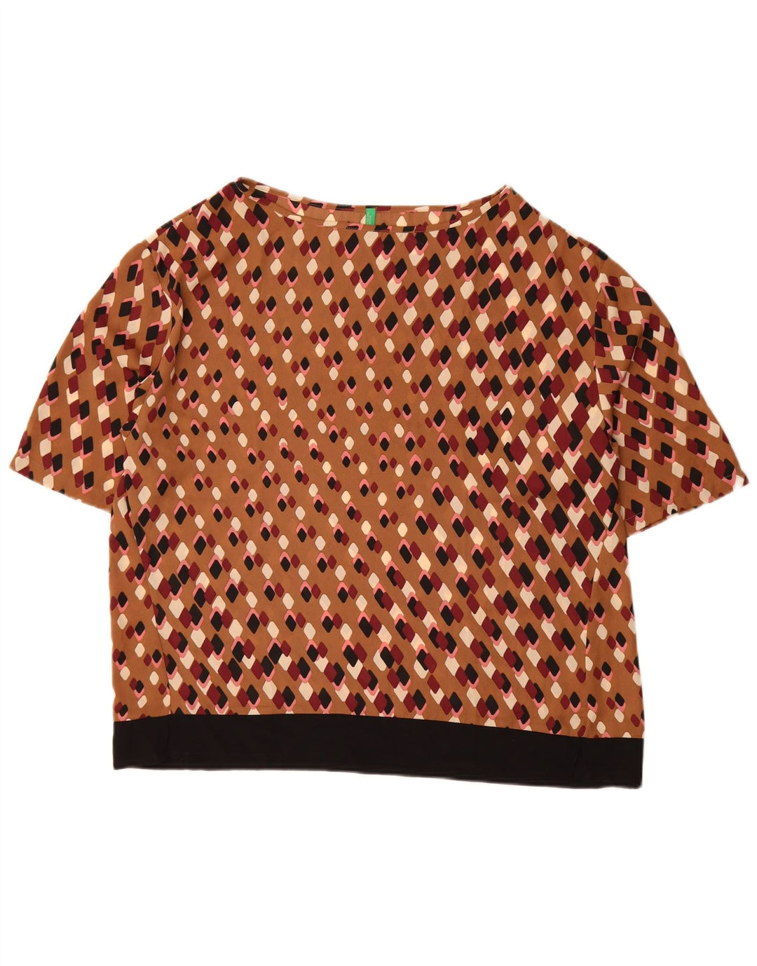 Benetton Womens Blouse Top UK 16 Large Brown Geometric