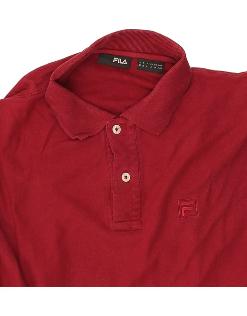 FILA Mens Long Sleeve Polo Shirt Medium Red Cotton | Vintage Fila | Thrift | Second-Hand Fila | Used Clothing | Messina Hembry 