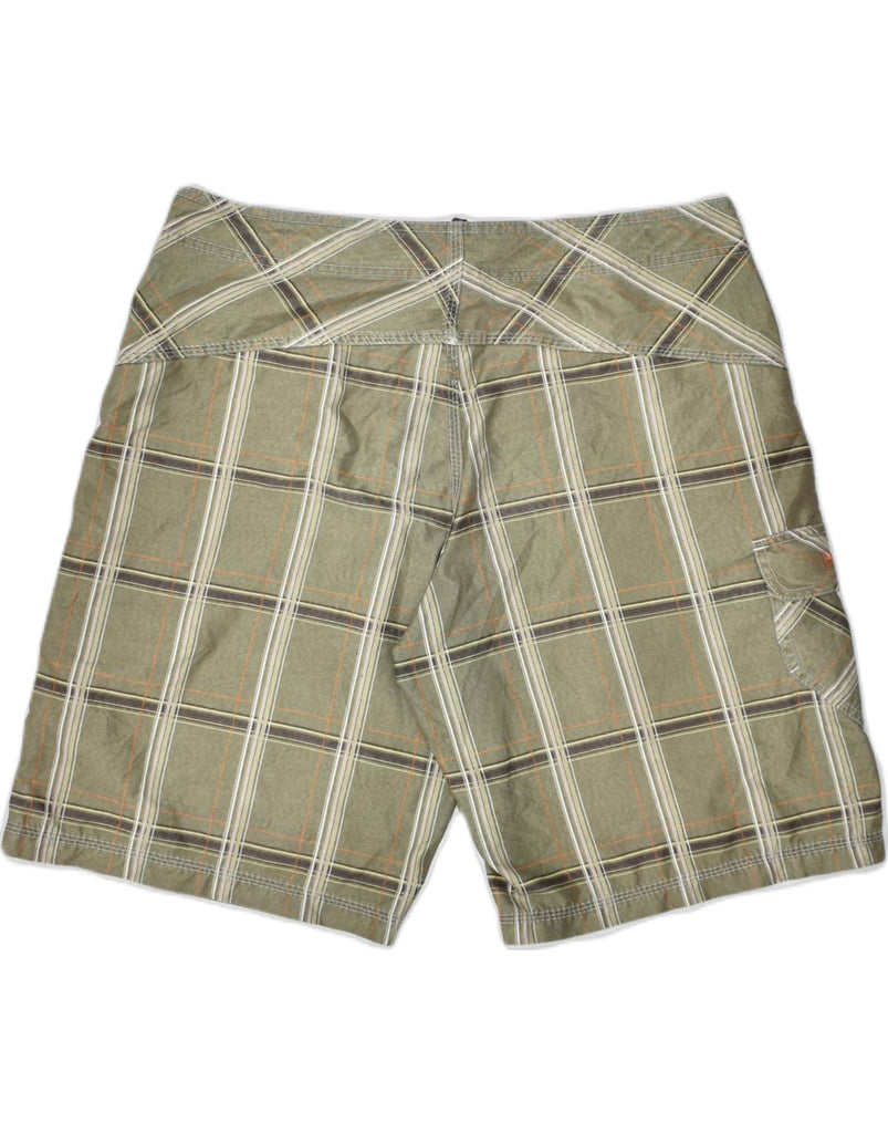 HURLEY Mens Cargo Swimming Shorts Large Green Check Polyester | Vintage | Thrift | Second-Hand | Used Clothing | Messina Hembry 