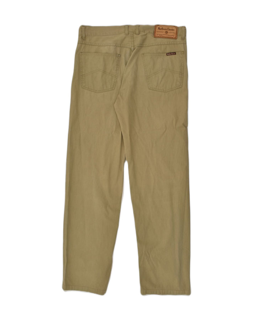 MARLBORO CLASSICS Mens Straight Casual Trousers W34 L31 Khaki Cotton | Vintage Marlboro Classics | Thrift | Second-Hand Marlboro Classics | Used Clothing | Messina Hembry 