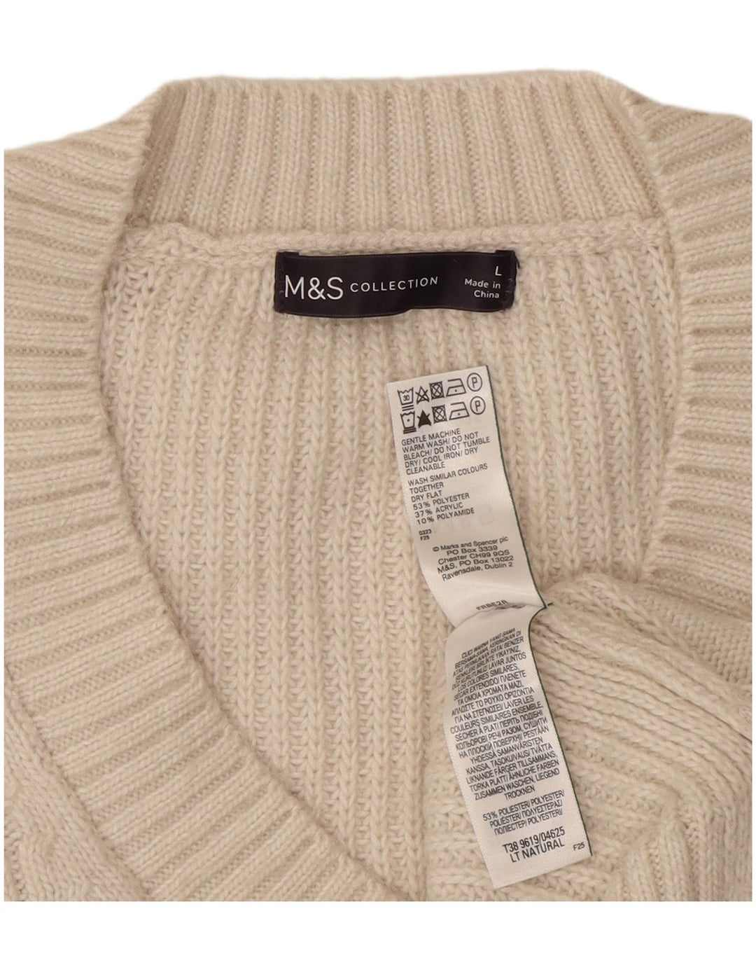 Marks & Spencer Womens Vest Tank Top UK 16 Large Off White Polyester