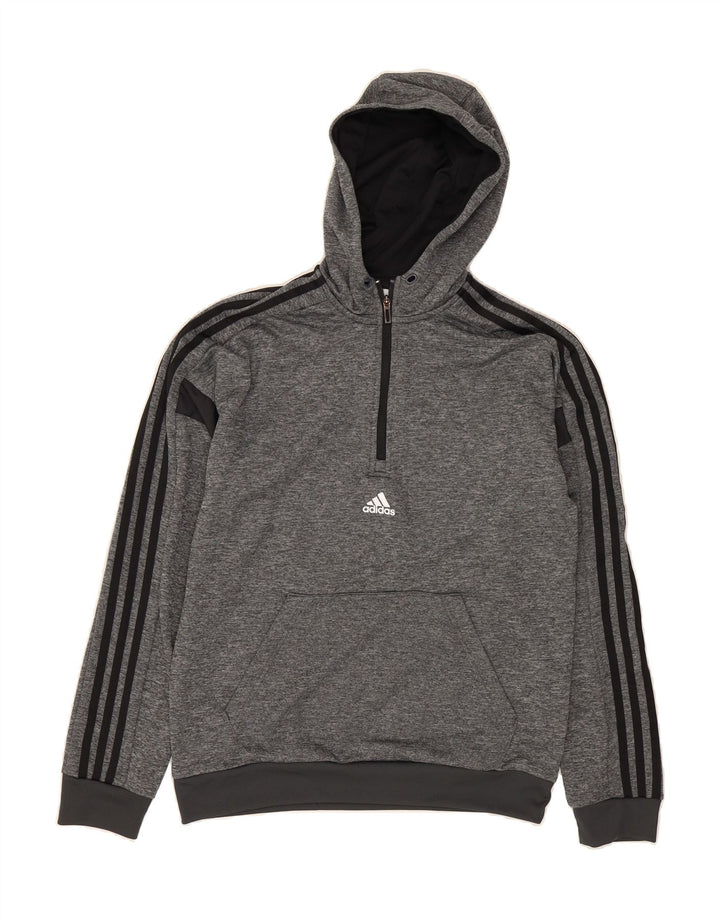 ADIDAS Mens Hoodie Jumper Medium Grey Polyester Vintage Adidas and Second-Hand Adidas from Messina Hembry 