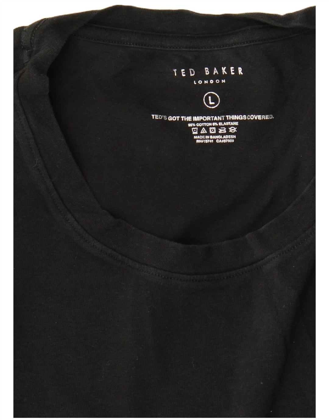 Ted Baker Mens T-Shirt Top Large Black Cotton