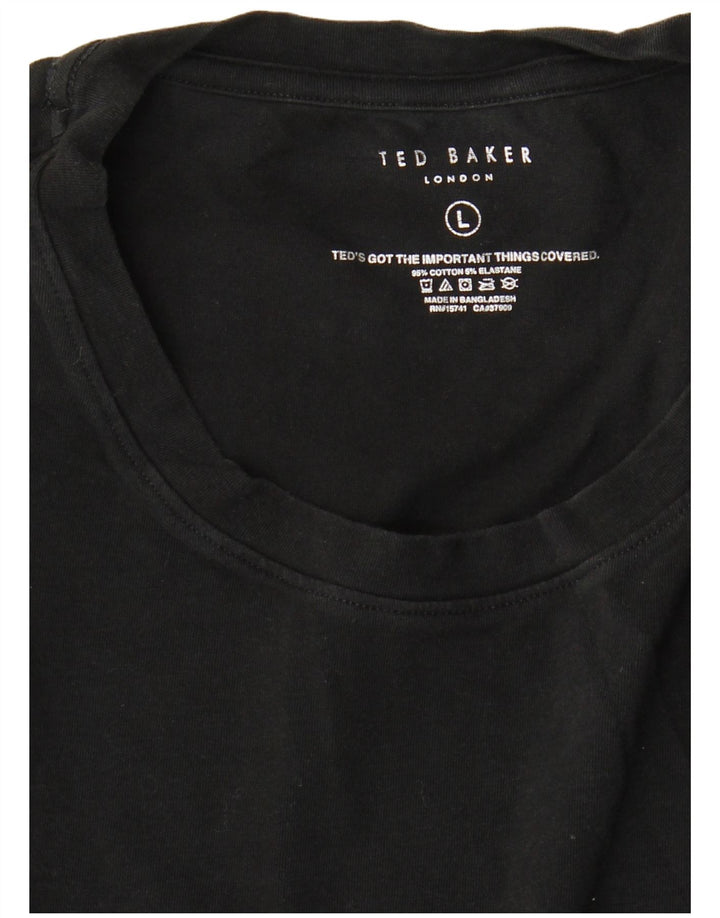 Ted Baker Mens T-Shirt Top Large Black Cotton