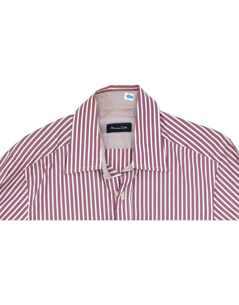 MASSIMO DUTTI Mens Shirt Size 40 15 3/4 Medium Maroon Striped Cotton | Vintage | Thrift | Second-Hand | Used Clothing | Messina Hembry 