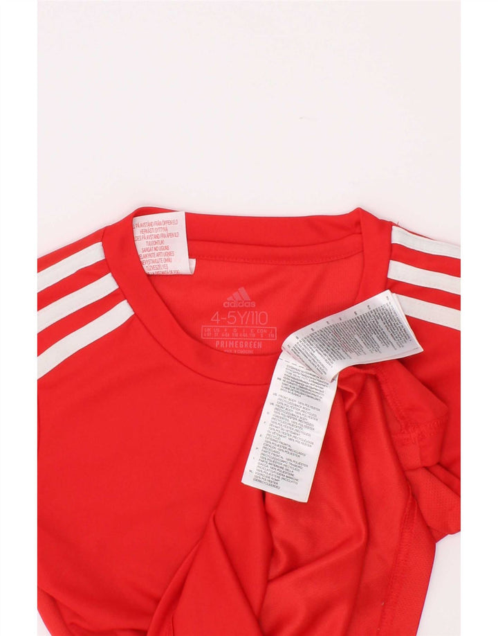 Adidas Boys Aeroready Graphic T-Shirt Top 4-5 Years Red Polyester