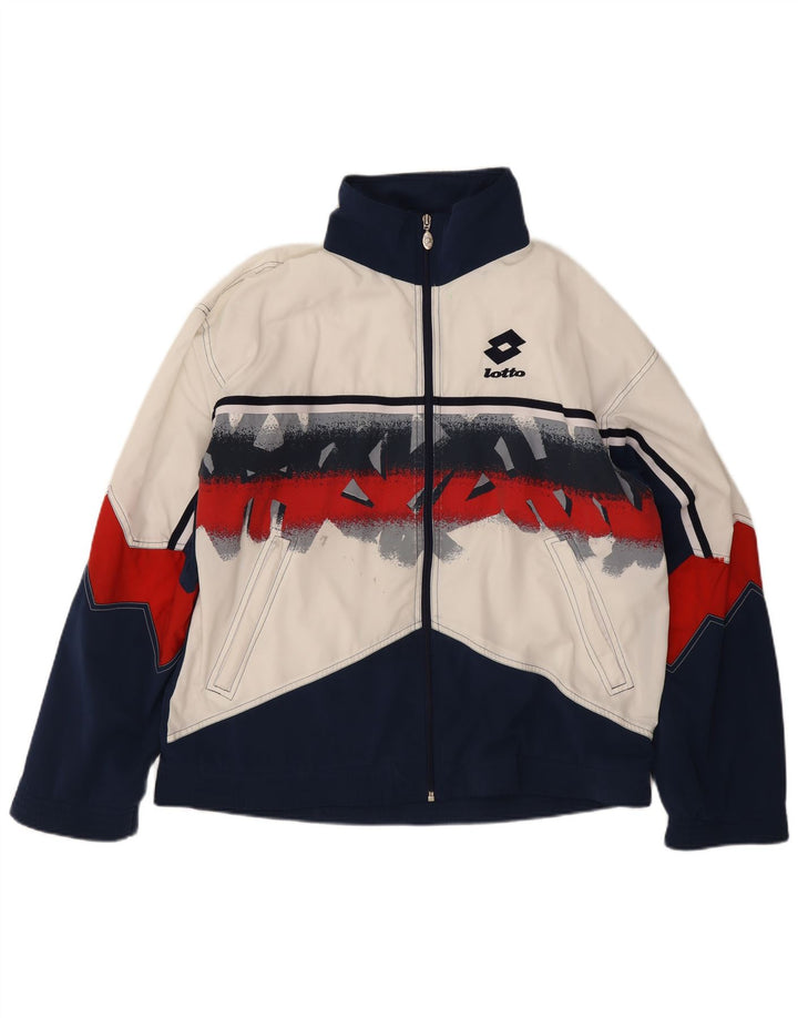 Lotto Mens Graphic Tracksuit Top Jacket Large Navy Blue Colourblock