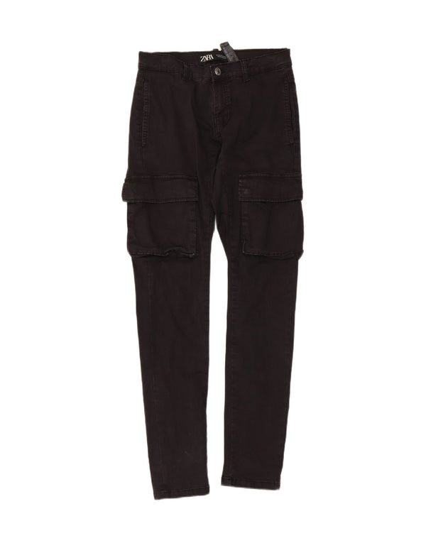 Zara Mens Slim Cargo Trousers EU 36 XS W29 L31 Black Cotton