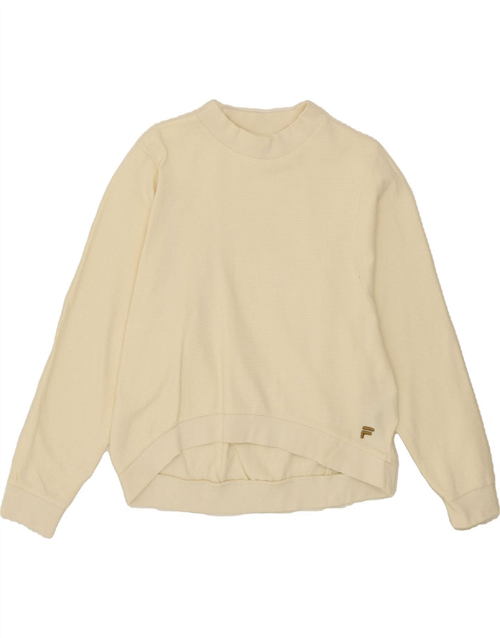 FILA Womens Sweatshirt Jumper UK 16 Large Off White Cotton Vintage Fila and Second-Hand Fila from Messina Hembry 