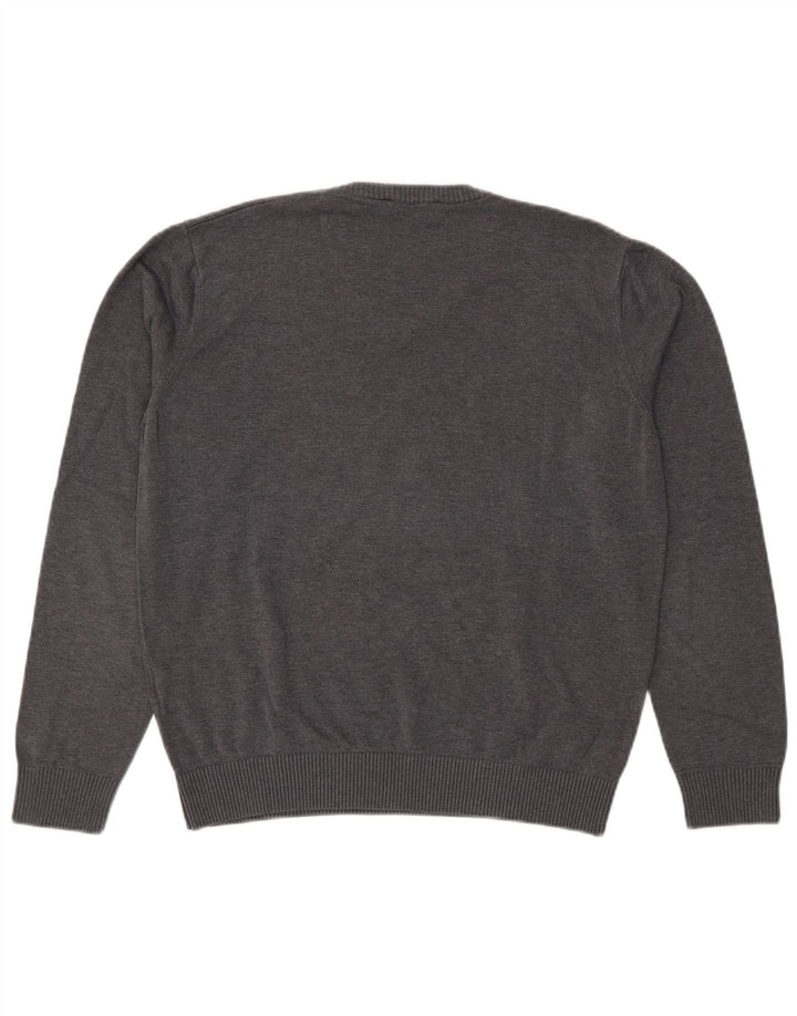 Trussardi Mens V-Neck Jumper Sweater Large Grey Cotton