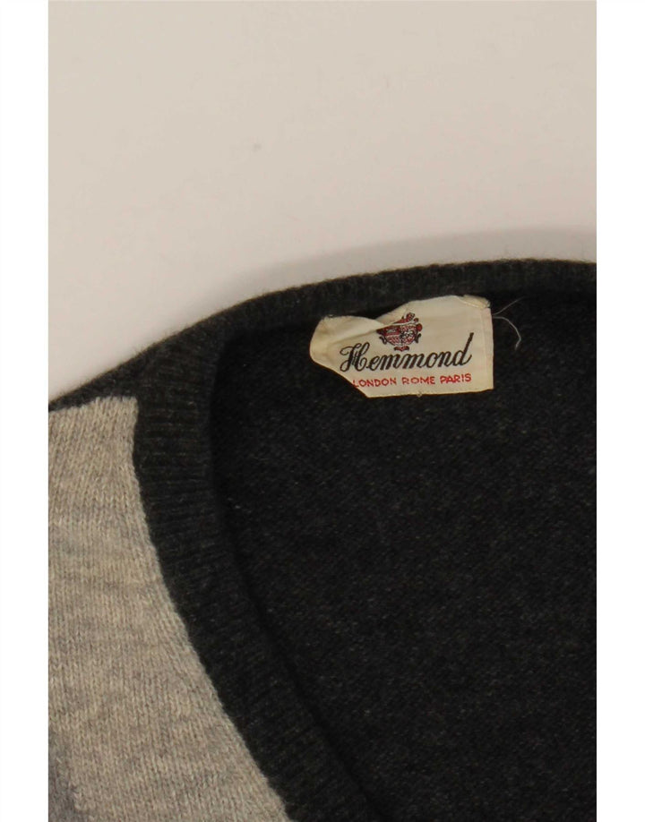 Hemmond Mens V-Neck Jumper Sweater Medium Grey