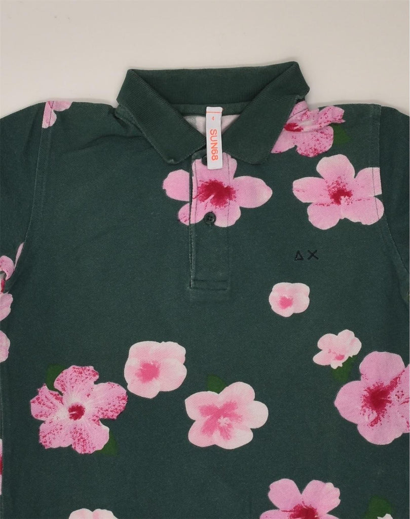 SUN68 Girls Polo Shirt 3-4 Years Green Floral Cotton | Vintage Sun68 | Thrift | Second-Hand Sun68 | Used Clothing | Messina Hembry 