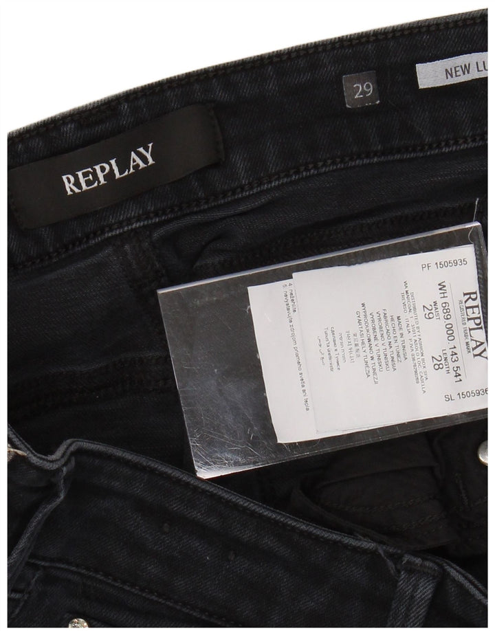 REPLAY Womens New Luz Skinny Jeans W29 L28 Black Cotton