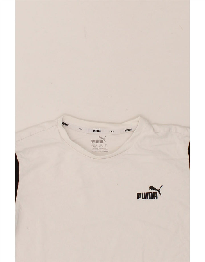 PUMA Boys Graphic T-Shirt Top 11-12 Years White Colourblock Vintage Puma and Second-Hand Puma from Messina Hembry 