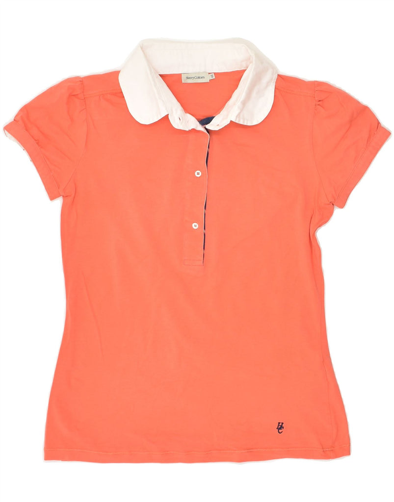 HENRY COTTONS Womens Polo Shirt IT 42 Medium Orange Cotton | Vintage Henry Cottons | Thrift | Second-Hand Henry Cottons | Used Clothing | Messina Hembry 