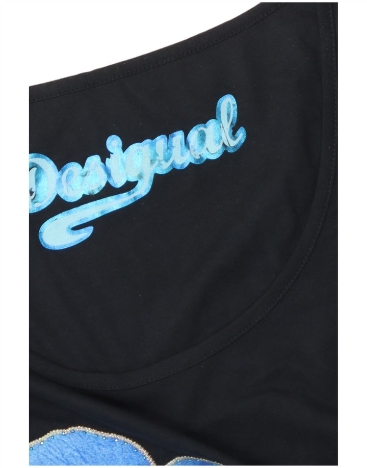 Desigual Womens Graphic Asymmetric Tunic Dress UK 14 Medium Black Floral