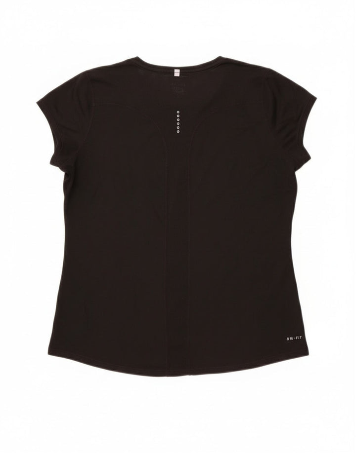 Nike Womens Dri Fit T-Shirt Top UK 18 XL Black Polyester