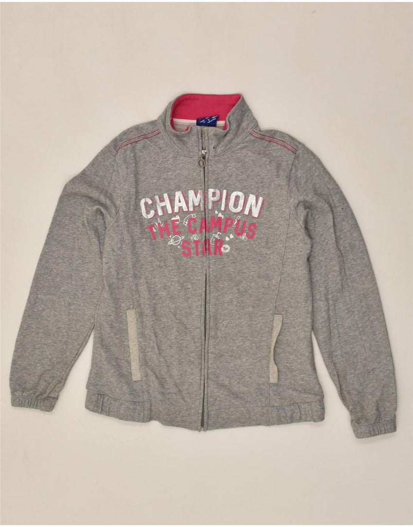 CHAMPION Girls Graphic Tracksuit Top Jacket 11-12 Years Large Grey Cotton | Vintage Champion | Thrift | Second-Hand Champion | Used Clothing | Messina Hembry 