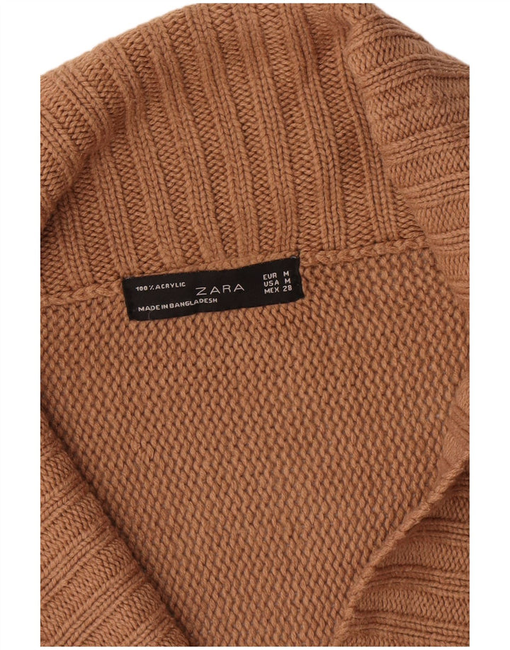 Zara Womens Cardigan Sweater UK 14 Medium Brown