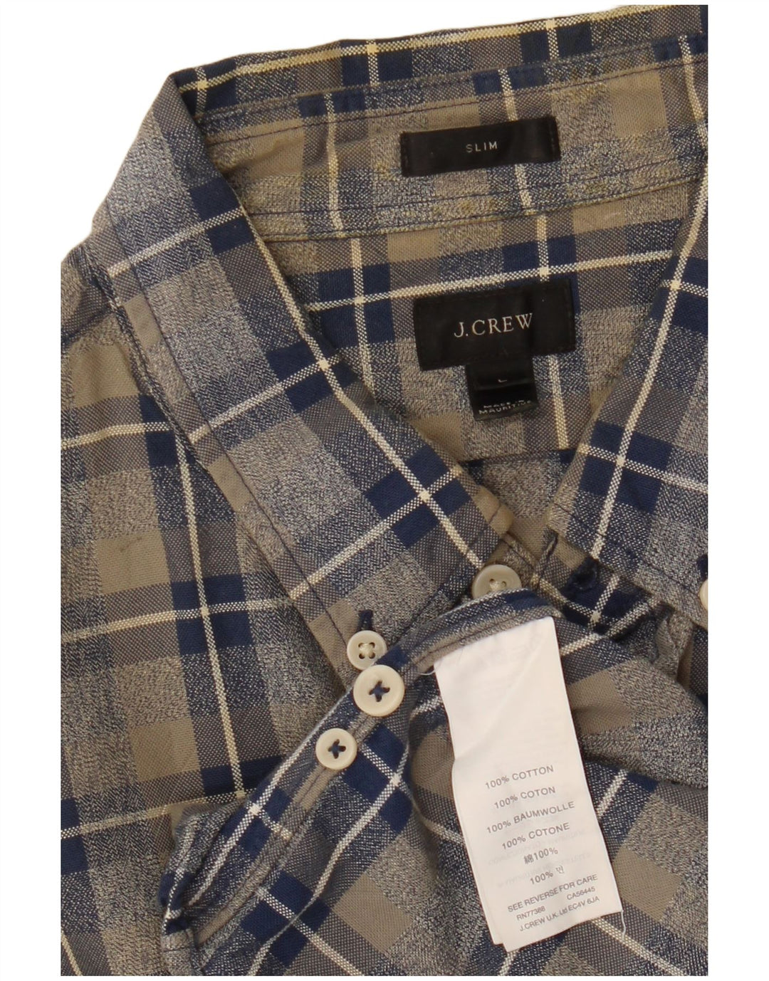 J. Crew Mens Slim Fit Shirt Large Multicoloured Check Cotton