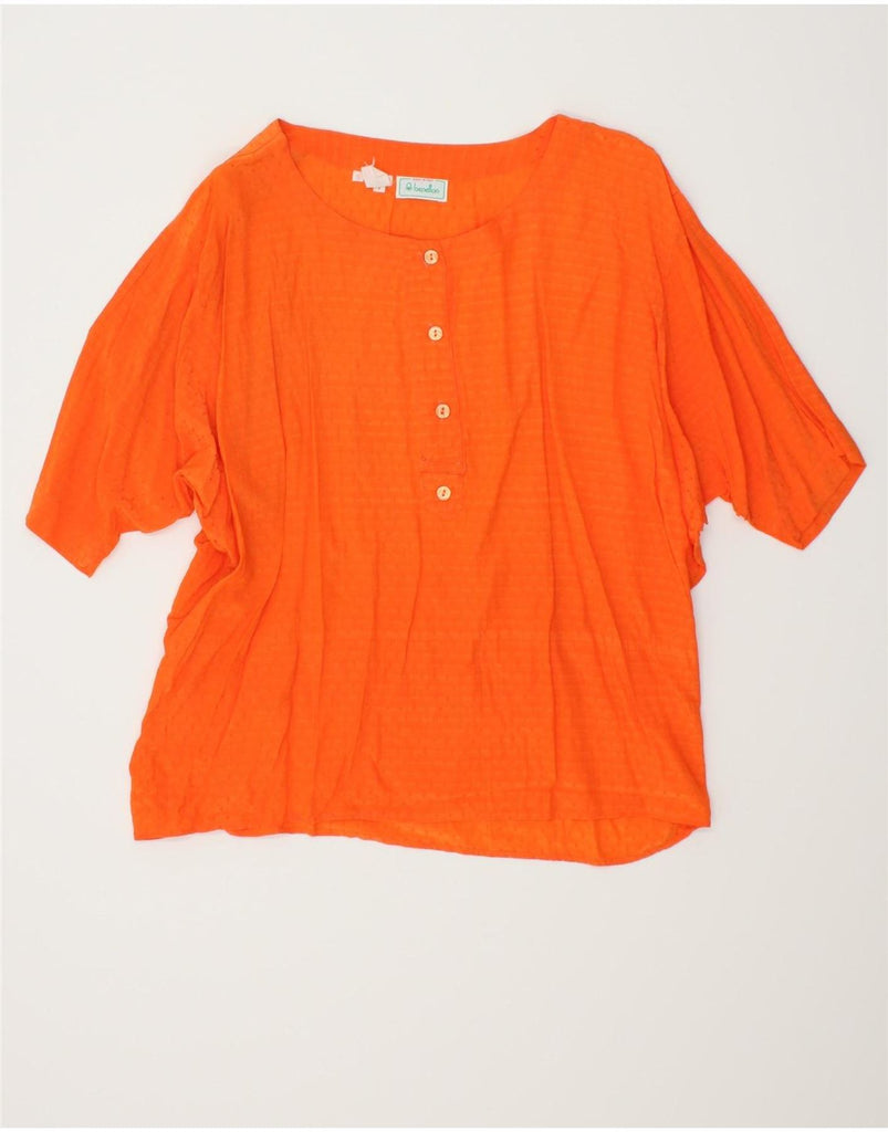 BENETTON Womens Oversized Blouse Top UK 10 Small Orange | Vintage Benetton | Thrift | Second-Hand Benetton | Used Clothing | Messina Hembry 