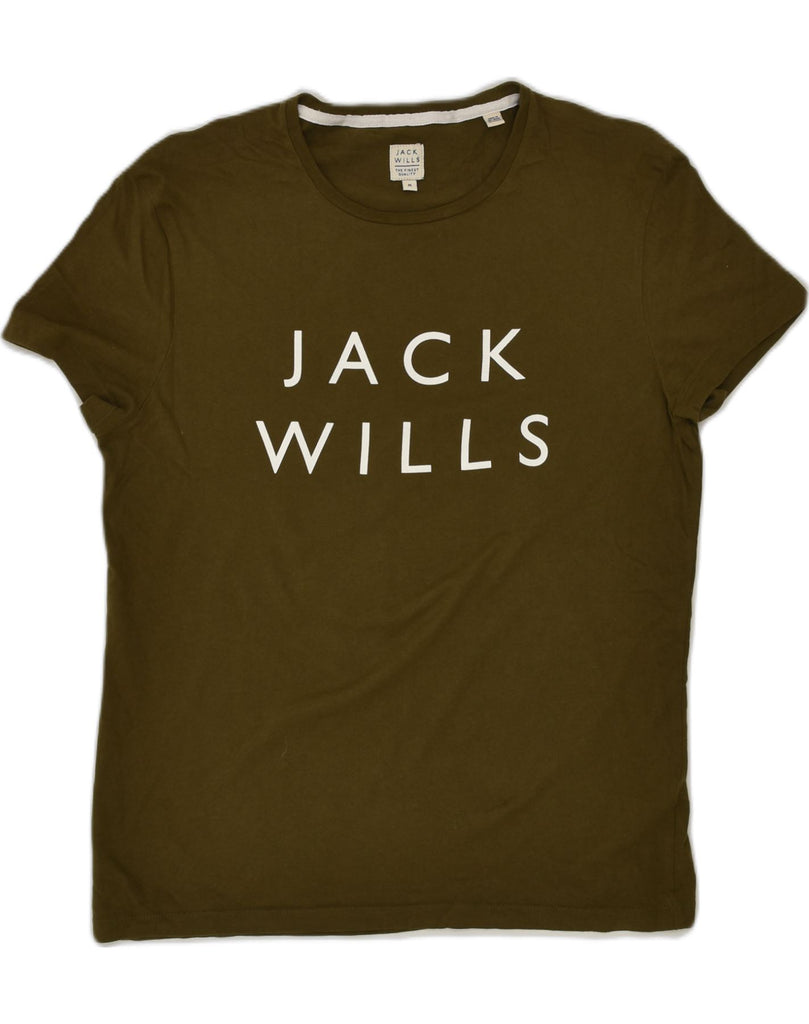 JACK WILLS Mens Graphic T-Shirt Top Medium Khaki Cotton | Vintage Jack Wills | Thrift | Second-Hand Jack Wills | Used Clothing | Messina Hembry 