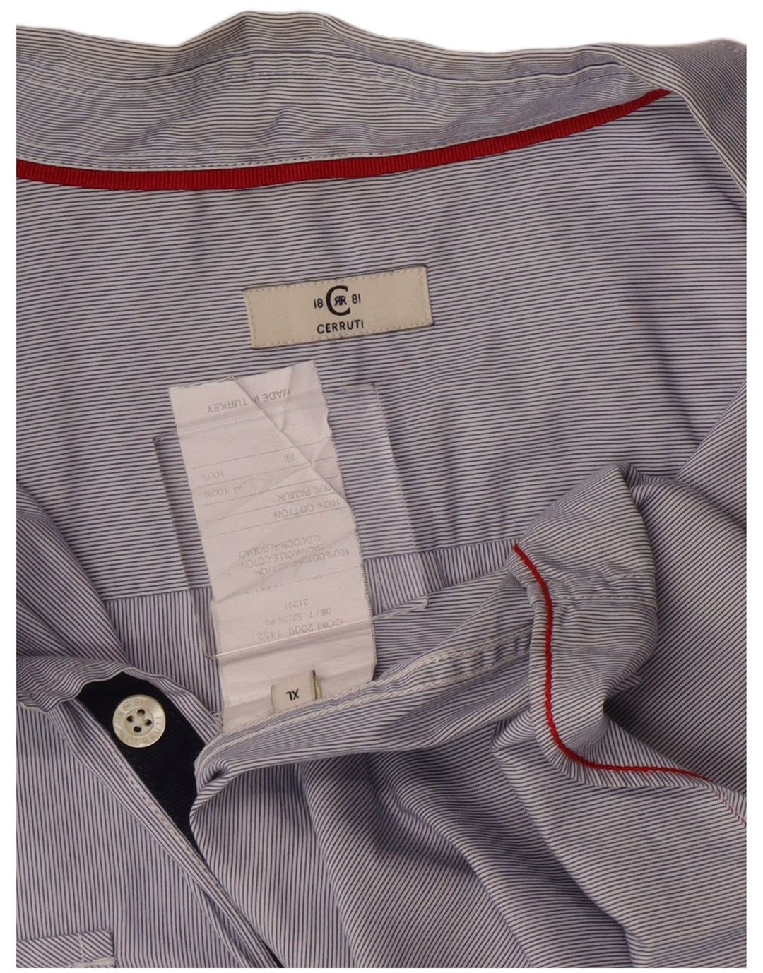 Cerruti 1881 Mens Shirt XL Blue Pinstripe Cotton