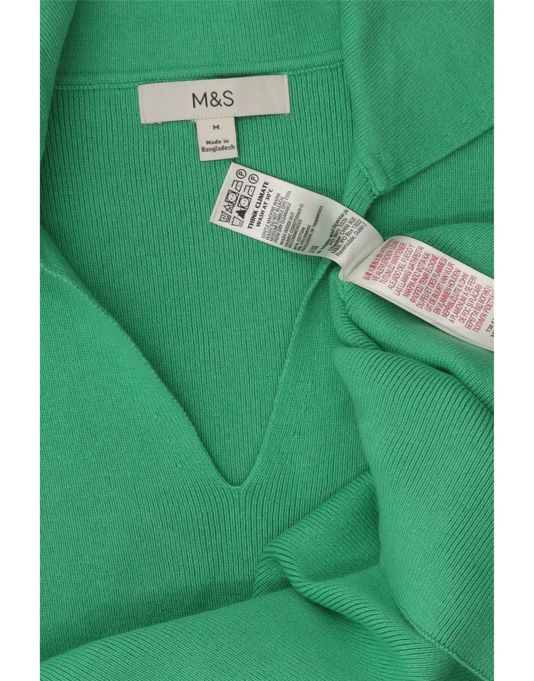 Marks & Spencer Womens Polo Shirt UK 12 Medium Green Cotton