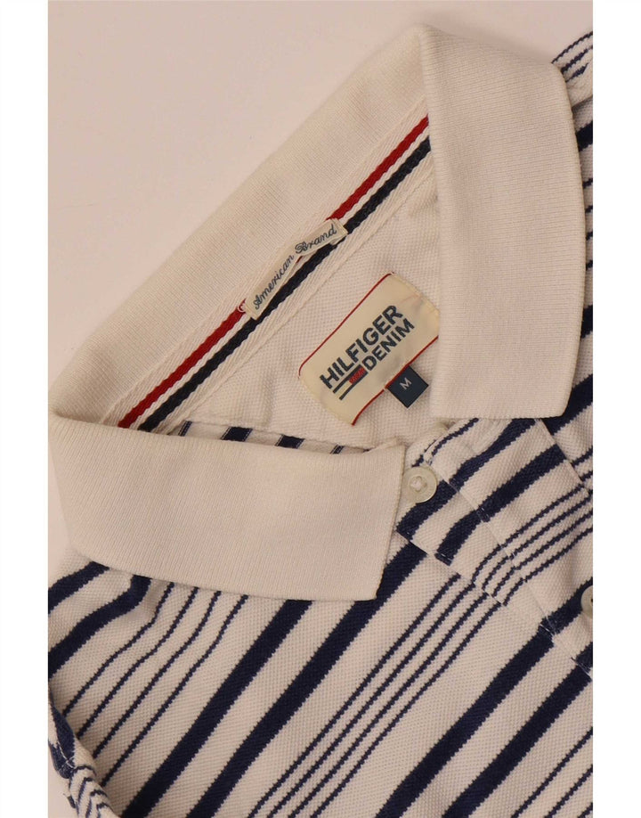 Tommy Hilfiger Mens Polo Shirt Medium White Striped