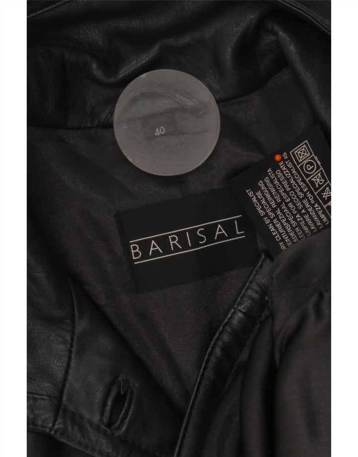 Barisal Womens Oversized Leather Coat EU 40 Medium Black