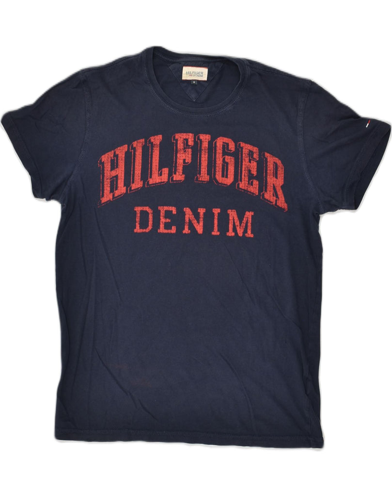 TOMMY HILFIGER Mens Graphic T-Shirt Top Medium Navy Blue Cotton | Vintage Tommy Hilfiger | Thrift | Second-Hand Tommy Hilfiger | Used Clothing | Messina Hembry 