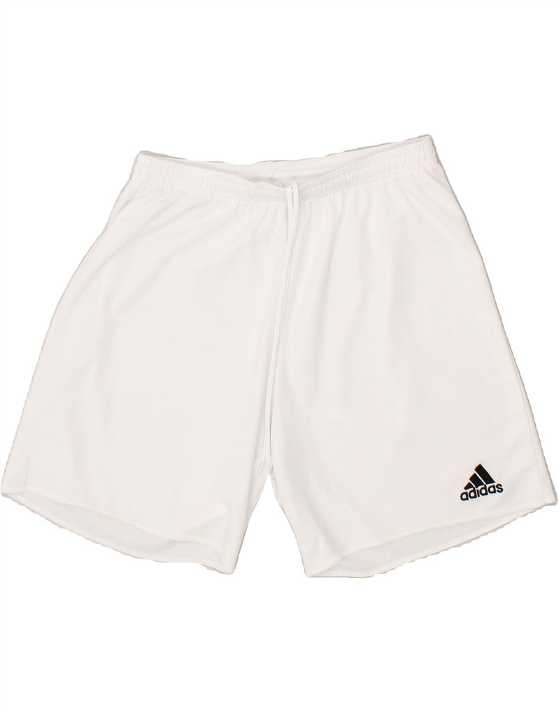 ADIDAS Mens Climalite Graphic Sport Shorts Large White Polyester | Vintage Adidas | Thrift | Second-Hand Adidas | Used Clothing | Messina Hembry 