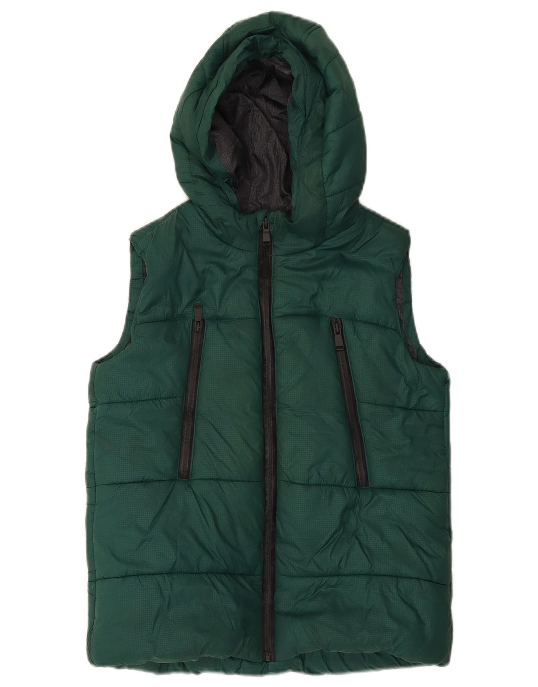 Marks & Spencer Boys Hooded Padded Gilet 11-12 Years Green Polyester