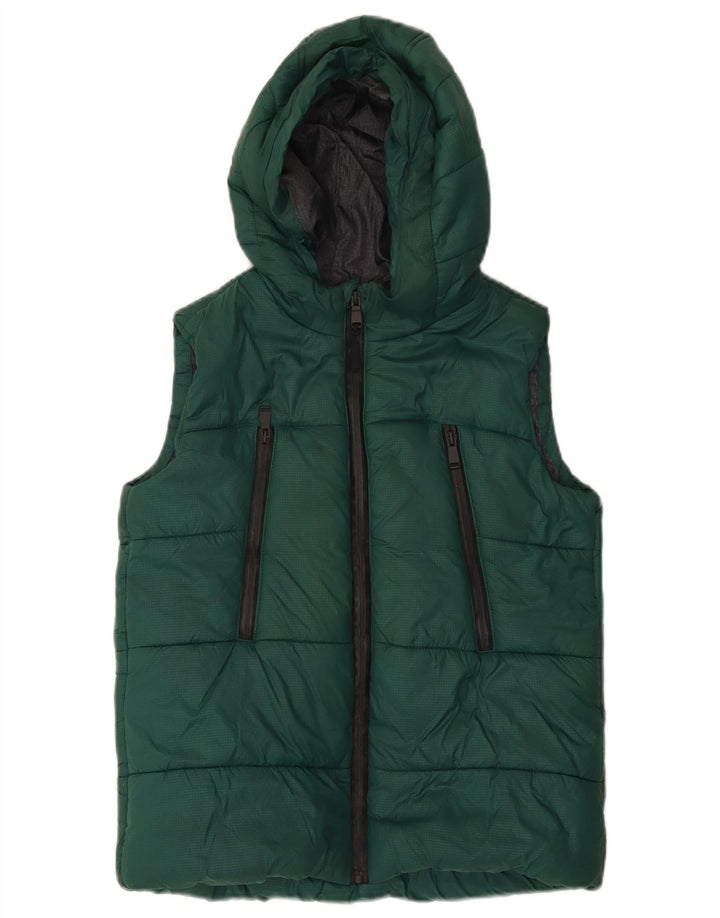 Marks & Spencer Boys Hooded Padded Gilet 11-12 Years Green Polyester