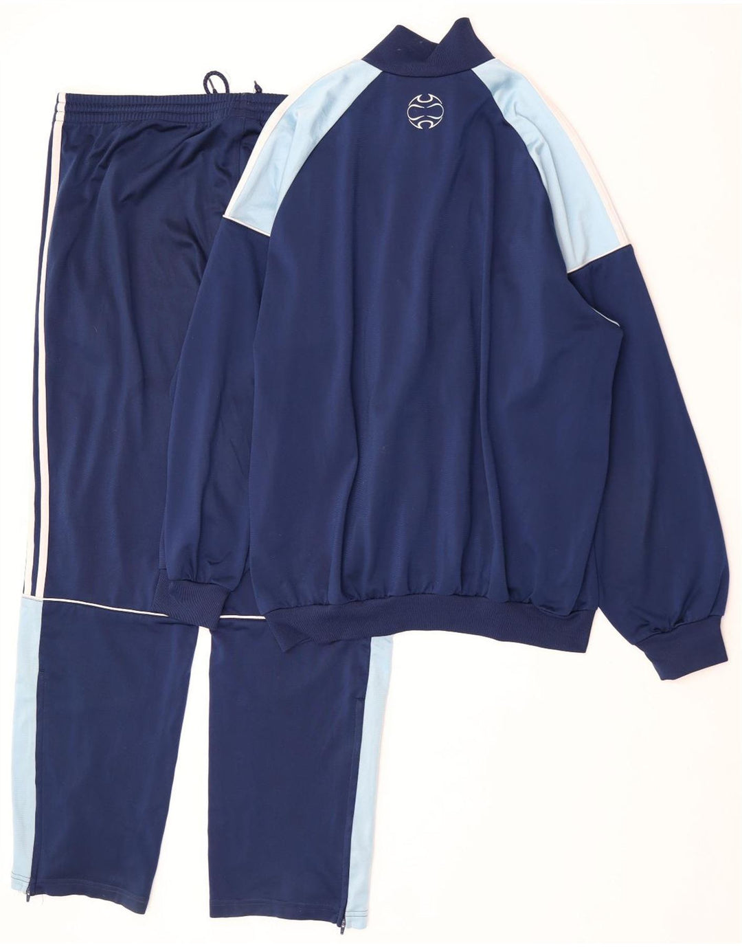 Adidas Mens Full Tracksuit UK 42/44 Large Navy Blue Colourblock Polyester