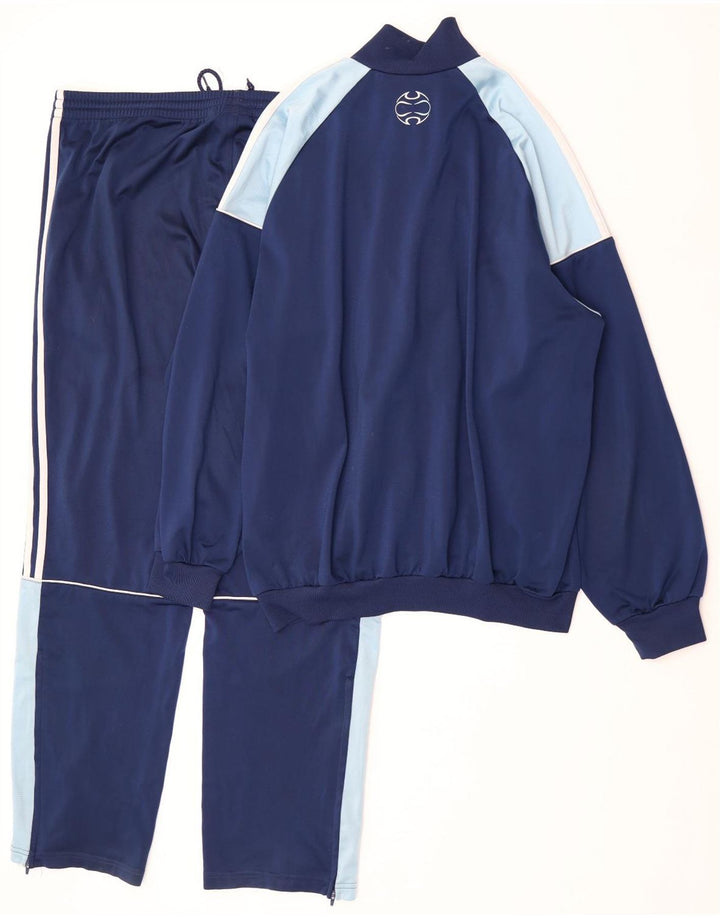 Adidas Mens Full Tracksuit UK 42/44 Large Navy Blue Colourblock Polyester