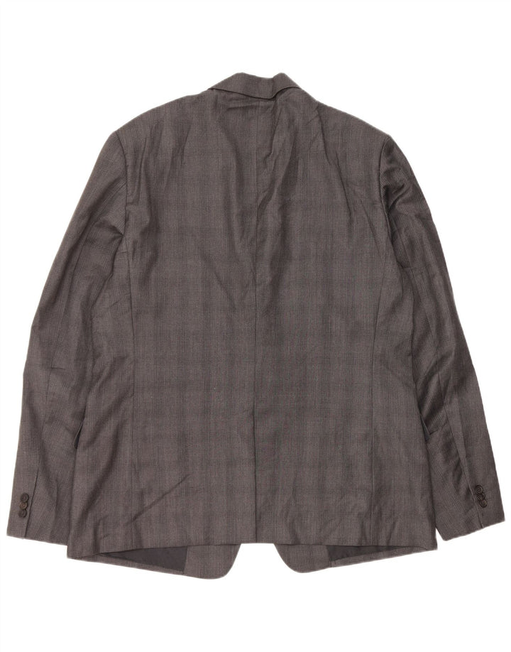 Prada Mens 2 Button Blazer Jacket IT 56 2XL Grey Check Viscose